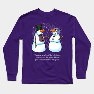 Funny Spectickles Wine Snowman Cartoon Humor Long Sleeve T-Shirt